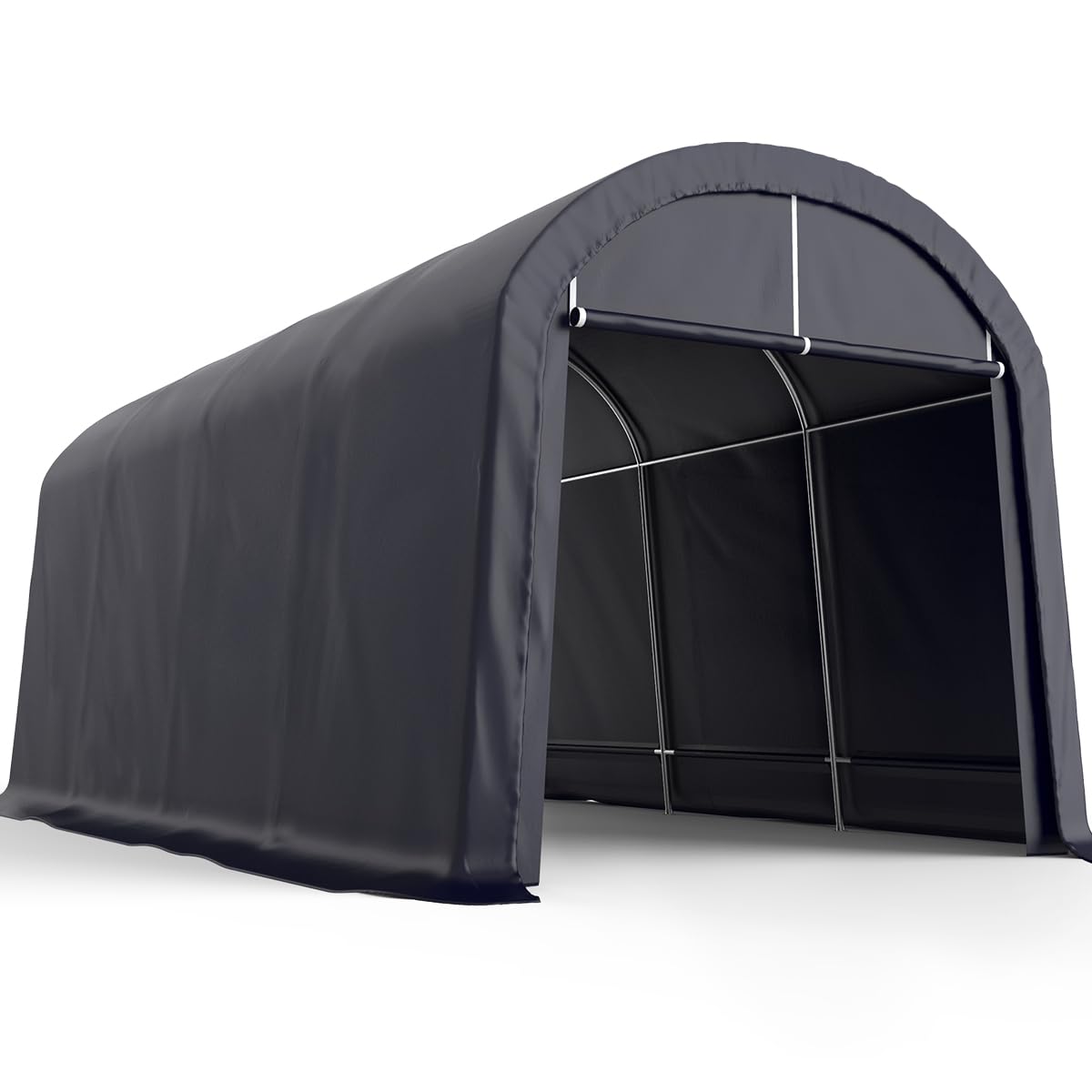 KING BIRD 10' x 20' Round Style Garage Shelter Anti-Snow Heavy Duty Storage Shelter Carport Portable Canopy Storage Shelter Shed for Boat, Patio - WoodArtSupply