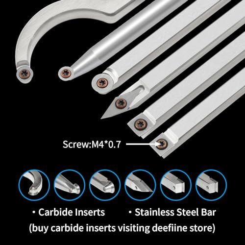 DEEFIINE Carbide Wood Lathe Turning Tools, Quick Replacement Turning Tools Kit, Full Size Rougher And Finisher Swan Neck Hollowing Tools For DEEFIINE