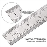 Elisel 3 PCS Stainless Steel Ruler Set with Inch and Metric Graduation, 12 Inch, 8 Inch and 6 Inch(Silvery) Elisel