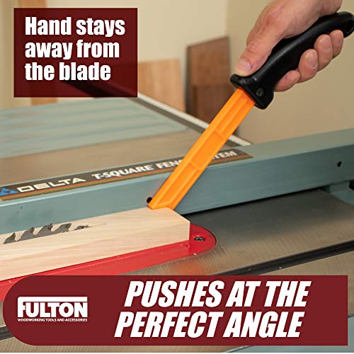 Safety Woodworking Push Stick 2 Pack, Each Has a Contoured Handle Embedded with Two Rare Earth Magnets, Ideal for Pushing Stock Through on Table Fulton