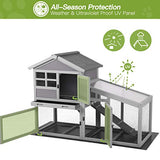 Gutinneen Rabbit House Indoor Outdoor Rabbit Hutch with Ventilation Door,Wooden Bunny cage with No LeakageTray, Removable Bottom Wire Mesh & PVC GUTINNEEN