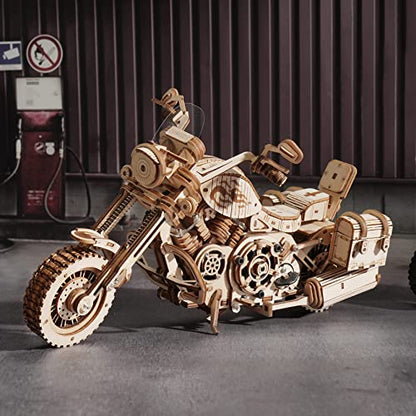 ROKR 3D Wooden Puzzles for Adults 1:8 Scale Motorcycle Model Car Kits to Build - DIY Wood Craft Hobbies for Adults/Men/Women for Teens/Dad/Mom - WoodArtSupply