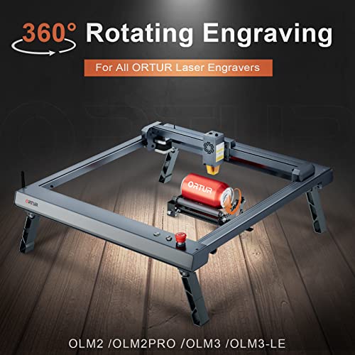 Ortur Laser Rotary Roller YRR 3.0, Pre-Assembled 360° Y-axis Rotary for Cylinder Engraving, Adjustable Diameters from 1mm-41mm, Max Length of - WoodArtSupply