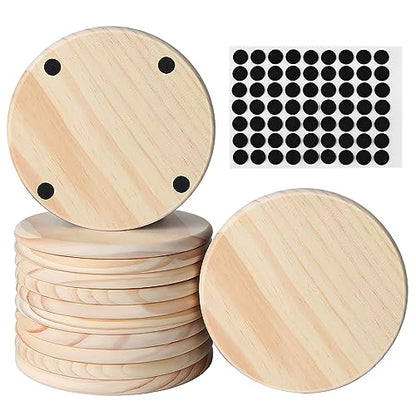12 Pack Unfinished Wood Coasters, GOH DODD 5 Inch Wooden Coasters Crafts Blanks for DIY Drawing Painting Laser Engraving Wood Burning, Round