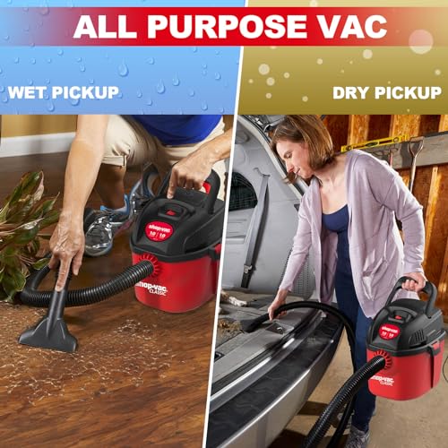 Shop-Vac 2021000 Micro Wet/Dry Vac Portable Compact Micro Vacuum with Collapsible Handle Wall Bracket & Multifunction Accessories Uses Type A Filter