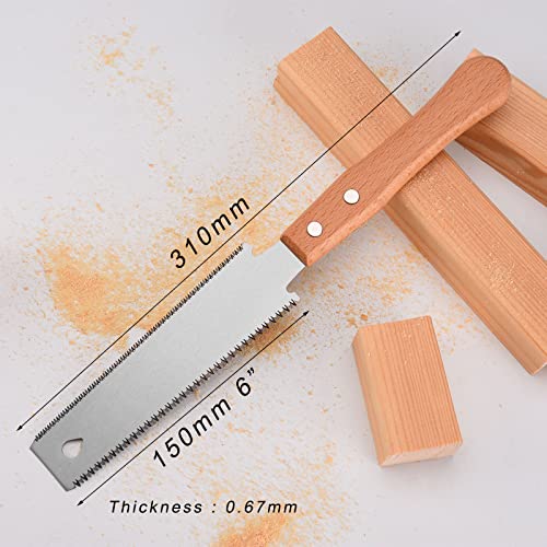 WEIMELTOY Small Woodworking Hand Saw, 6 inch Flexible Blade Double edge TPI 17/11 Pull Saw for Craft, Hobby, DIY, Non Slip Wood Handle Garden Trim - WoodArtSupply