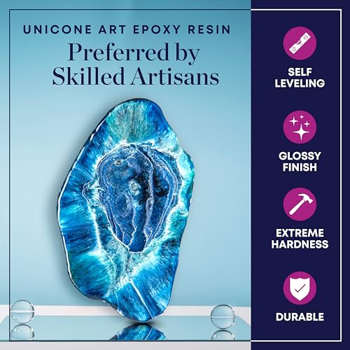 Resin Epoxy Craft Kit 32 Ounce Epoxy Resin Kit (16oz. Resin + 16oz. Hardener) High Gloss UV Resistant Odor-Free Art Resin, BPA-Free and Non-Toxic unicone art