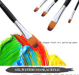 Artist Paint Brushes Set,9 Pcs Professional Filbert Brushes for Acrylic Oil Watercolor Gouache Painting Kits with Long Handle Nylon Hair Black HOJIBOFA