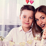 45 Pieces Wooden Ornaments Heart Wood Embellishments Crafts Set Hollow Design with Storage Tray, Mini Laser Cut Heart Shape for Valentine's Day and WILLBOND