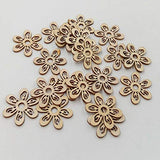 HEALLILY 20 Pcs Flower Wood Shapes Craft Wooden Slices DIY Unfinished Wood Ornament for DIY Art Home Decoration HEALLILY