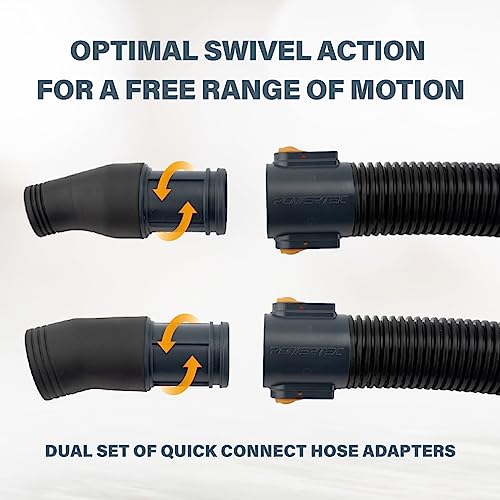 POWERTEC 70355 Dust Collection Hose Kit | 10' Hose with 1 Quick Connector 2-1/4" to 2-1/2" OD and 2 Fittings for Woodworking Power Tools, Wet/Dry POWERTEC
