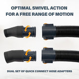 POWERTEC 70355 Dust Collection Hose Kit | 10' Hose with 1 Quick Connector 2-1/4" to 2-1/2" OD and 2 Fittings for Woodworking Power Tools, Wet/Dry POWERTEC