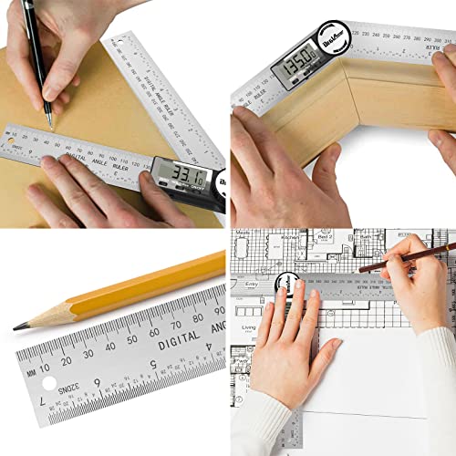 Digital Angle Finder Protractor, DEGLASERS Digital Protractor 7inch/200mm Stainless Steel Angle Measuring Tool with LCD Display for - WoodArtSupply