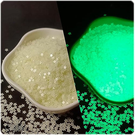 Glow in The Dark Tiny Stars Glitter,3mm Flakes Luminous Sequins Holographic for Nail Art,Slime Supplies,Resin Craft,Holidays Party,Home Decoration - Sourcingbay