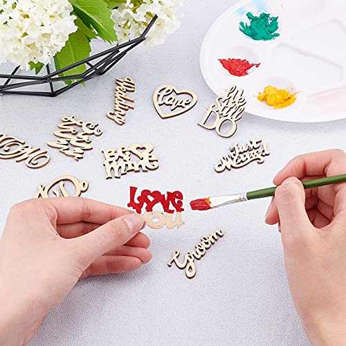OLYCRAFT 130pcs Wooden Word Cutouts Wood Word Signs Unfinished Wood Cutouts for Arts Crafts DIY Decoration OLYCRAFT