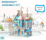 Wewinn 3D Wooden Puzzles Laser Engraving DIY Safe Assembly Constructor Kit Toy for Teens and Adults (F3 Villa) Wewinn