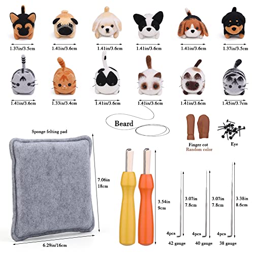 Needle Felting Kit,12 Pieces Doll Making Wool Needle Felting Starter Kit with Instruction,Felting Foam Mat and DIY Needle Felting Supply for DIY Mayboos