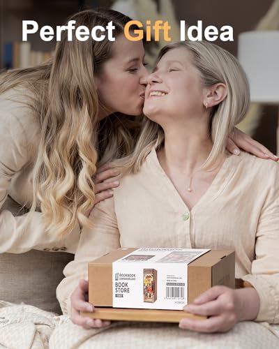 Rowood Book Nook,DIY Book Nook Kits for Adults,3D Wooden Puzzle Bookend Miniature Kit,Bookshelf Insert Decor Alley,Wood Craft Hobbies for RoWood