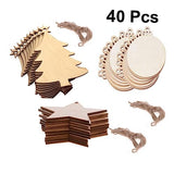 NOLITOY 80 Pcs Christmas Wooden Pendant Christmas Ornaments Unfinished Wood Slices Ornaments Paintable Christmas Hanging Ornaments Wooden Tree Cutout NOLITOY