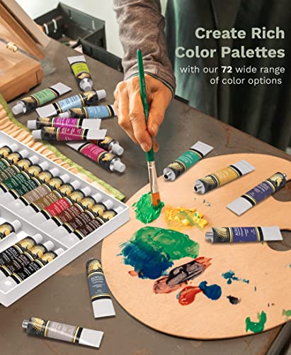 MyArtscape Acrylic Paint Set - 72 x 21ml Tubes with 3 Paint Brushes Art Supplies - Heavy Body Acrylic Paint Ideal Painting Kits for Adults MyArtscape