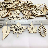 Happyyami 50pcs Wooden Leaves Unfinished Wood Cutouts Wood Shapes Pieces Wood Discs Slices for DIY Craft Wedding Birthday Party Favors Centerpieces Happyyami