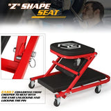 Magshion 40" Triplex Folding Creeper and Rolling Seat 2-in-1 330 lbs Capacity Foldable Mechanic Creeper Garage Stool Lay Down or Sit (Red) Magshion