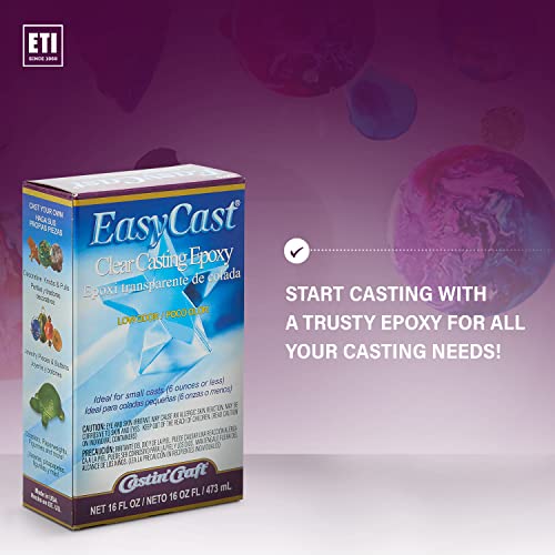 Environmental Technology EasyCast Crystal Clear Casting Epoxy Mix (2-Part Kit) For Coating of Small Arts & Crafts, Wood, Jewelry Making | Low Odor & ETI