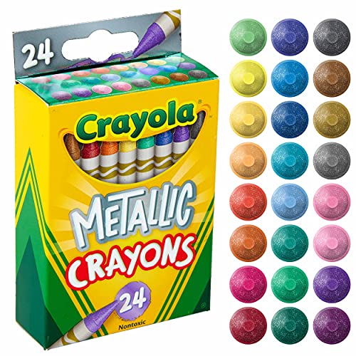 Crayola Metallic Crayons, Kids Art Supplies, 24 Count, Coloring Supplies, Gift for Kids, Ages 3, 4, 5, 6 Crayola