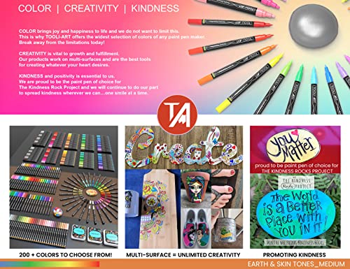 36 Acrylic Paint Pens Skin and Natural Earth Tone Marker Set For Rock Painting, Canvas, Mugs, Glass, Plastic, Wood, Metal, Fabric, Scrapbooking, Most TOOLI-ART