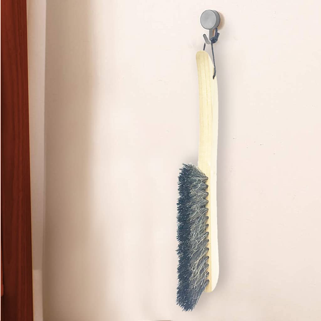 Counter Brush for Furniture Patio Woodworking Drafting Cleaning, Wooden Handle with Horsehair Bristle Bench Brushes, 13 Inches Hand Broom SUPERWASH PLUS