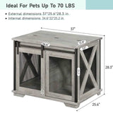 IDEALHOUSE 37'' Dog Crate Furniture Side End Table with Flip Top and Movable Divider, Wooden Dog Crate Table Large, Style Dog Kennel Side End Table IDEALHOUSE