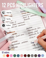 Nicpro 50 PCS Aesthetic School Supplies with Pen Case, 12 Colors Chisel Tip Cute Highlighters, 5 Quick Dry Retractable Black Ink Pens, 6 Pastel Nicpro