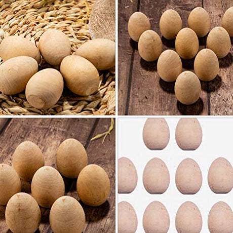 Kisangel 20pcs Unfinished Wood Eggs Smooth Flat Bottom Wooden Easter Craft Eggs for Easter Display Smooth Ready to Paint and Decorate Kisangel