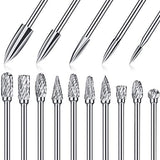 15 Pieces Wood Carving and Engraving Drill Bit Double Cut Carbide Rotary Burr Woodworking Drill Bits Set for DIY Woodworking, Drilling, Engraving, Honoson