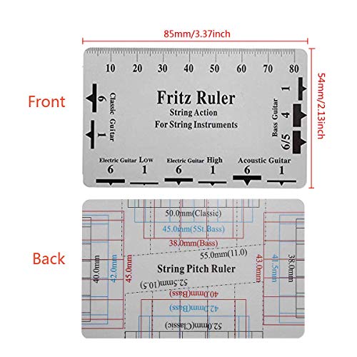 Guitar Neck Notched Straight Edge Luthiers Tool with String Action Ruler Gauge for Gibson 24.75" and Fender 25.5" Electric Guitars NeeQi