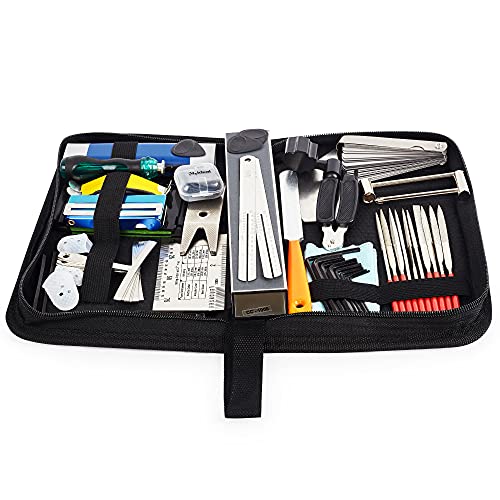 Meideal 65 Pieces Guitar Repairing Maintenance Tool Kit, Guitar Setup Kit Cleaning Care Accessories for Acoustic Electric Guitar Bass Ukulele Meideal