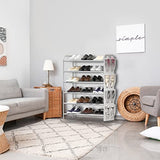 Simple Houseware 6-Tier Shoe Rack Storage Organizer w/Side Hanging Bag, Grey Simple Houseware