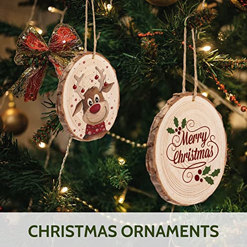 Falling in Art 3.1-4 Inches Natural Wood Slices Set for Crafts - 25Pcs Round Wood Discs with Pre-drilled Hole for DIY Projects, Christmas Ornaments Falling in Art