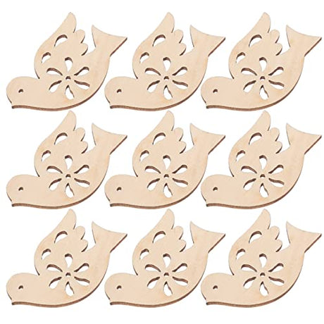 Wooden Bird Cutouts Unfinished Peace Dove Wood Slices 20pcs DIY Wooden Craft Cutout Drawing Painting Animals Wood Ornaments Gift Pieces Tags Hanging EXCEART