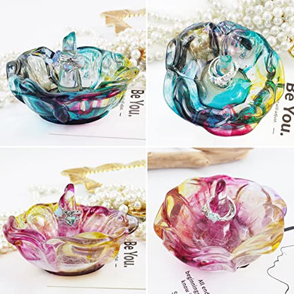 Wehous 2PCS Ring Holder Resin Mold, Flower Bowl Silicone Mold for Epoxy Resin, Ring Jewelry Dish Trinket Container Holder Silicone Resin Mold for DIY