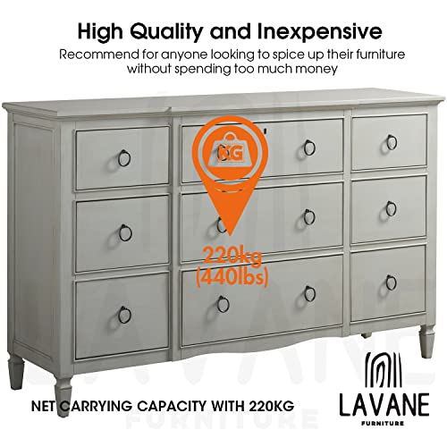 La Vane 6 inch / 15cm Wooden Furniture Legs, Set of 4 Carved Geometry Solid Wood Unfinished Replacement Bun Feet with Mounting Plate & Screws for La Vane