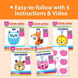 KRAFUN My First Sewing Animal for Kids, Beginner Art & Craft, 5 Easy Activities Stuffed Animal Dolls, Keyring Charms, Instructions & Felt Materials KRAFUN