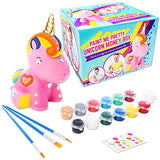 GirlZone Paint Your Own Unicorn Piggy Bank for Girls, Paint a Cute Unicorn with Cool Metallic Paints, Great Craft Kit for Kids and Fun Gift Idea GirlZone