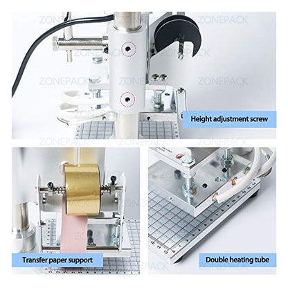 ZONEPACK 10x13cm Digital Embossing Machine Hot Foil Stamping Machine Manual Tipper Stamper for PVC Leather PU Paper with Paper Holder and Scale - WoodArtSupply