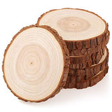 Fuyit Wood Slices 8 Pcs 5.1-5.5 Inches Unfinished Natural Tree Slice Wooden Circle with Bark Log Discs for DIY Arts and Craft Rustic Wedding Fuyit