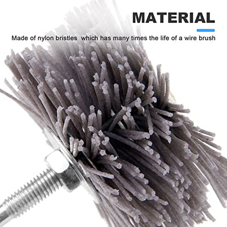 Mtsooning 4PCS Nylon Wheel Brush, Polish Grinder Brush 80, 120, 180, 240 Grit, Abrasive Grinding Head with Threaded Shank for Removing of Corrosion Mtsooning