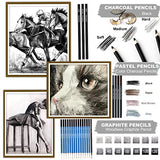 KALOUR 82 Pack Drawing Sketching Kit, Pro Art Supplies with Sketchbook, Include Tutorial,Colored, Graphite, Charcoal, Watercolor,Metallic & Pastel KALOUR