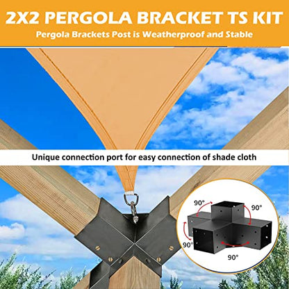 Pergola Bracket 4x4( (Actual: 3.5x3.5 inches ) 4-Ways Heavy Duty Woodworks Pergola kit Modular Modern DIY Elevated Wood Stand kit Includes 2 Bracket