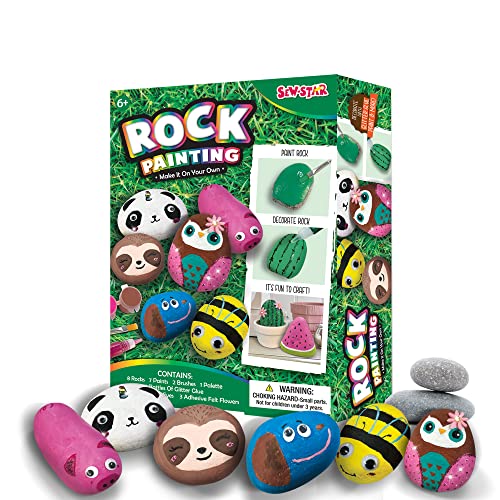 Eduzoo Animal Rock Painting Kit for Kids ，Gift for Girls and Boys, Weather Resistant, Kids Paint Craft Kit