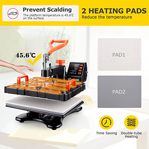 DREAMVAN Upgrade Heat Press Machine 8 in 1, 12" x 15" Swing Away Heat Transfer Machine, Digital Sublimation Heat Press for T Shirts Caps Hats Mugs DREAMVAN